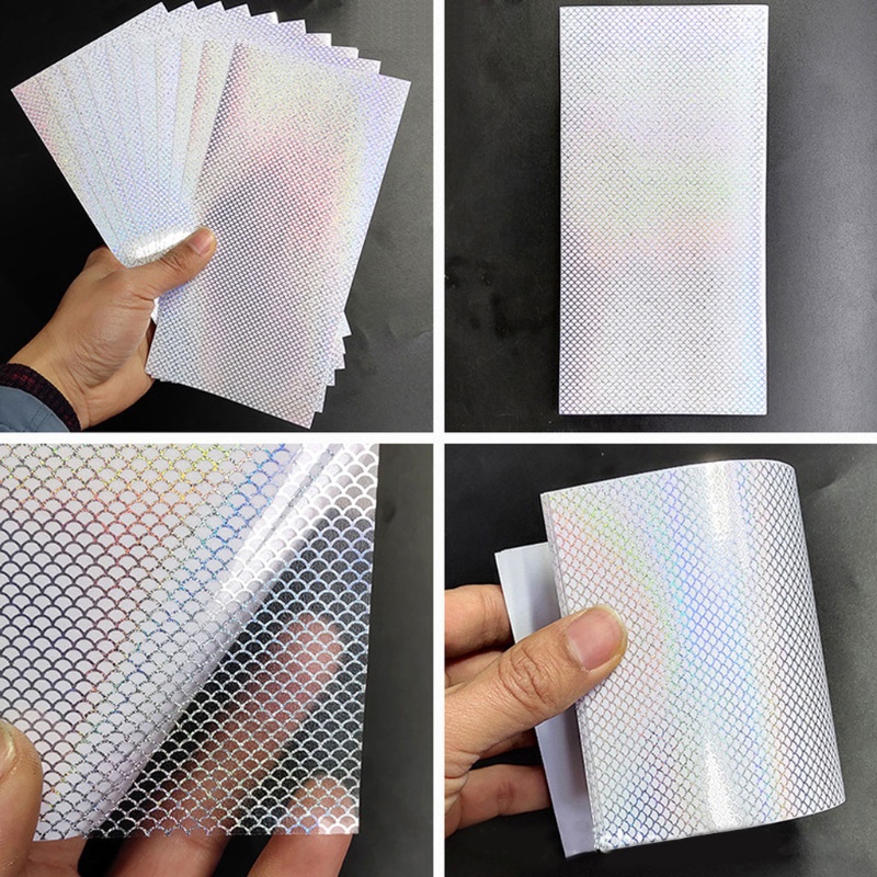 Set 10 Miếng Dán Họa Tiết Vảy Cá Màu Phản Quang Chống Thấm Nước 20X10cm Tiện Dụng