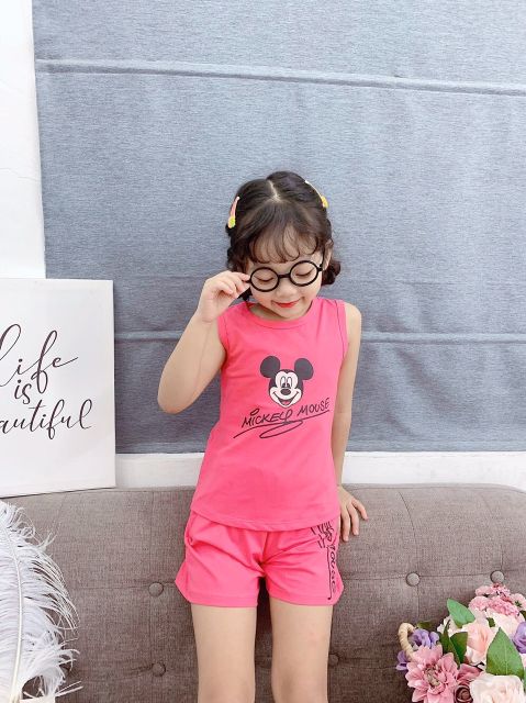 10_22 kg ( Có số đo áo)  Bộ sát nách Mickey cho bé gái_ VẢI ĐẸP_ HÀNG SHOP_ KHĂN RẰN SHOP