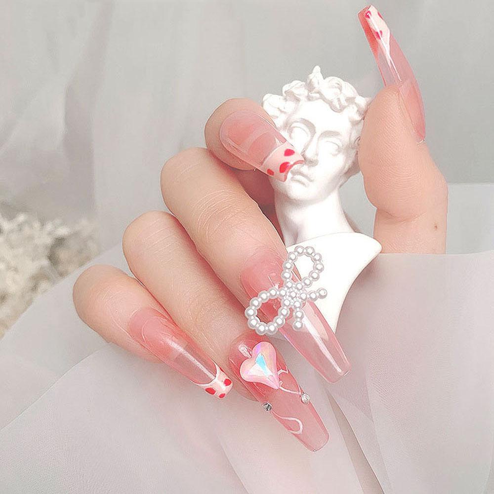 Phụ Kiện Trang Trí Móng Tay Hình Nơ / Trái Tim Nhiều Màu Sắc