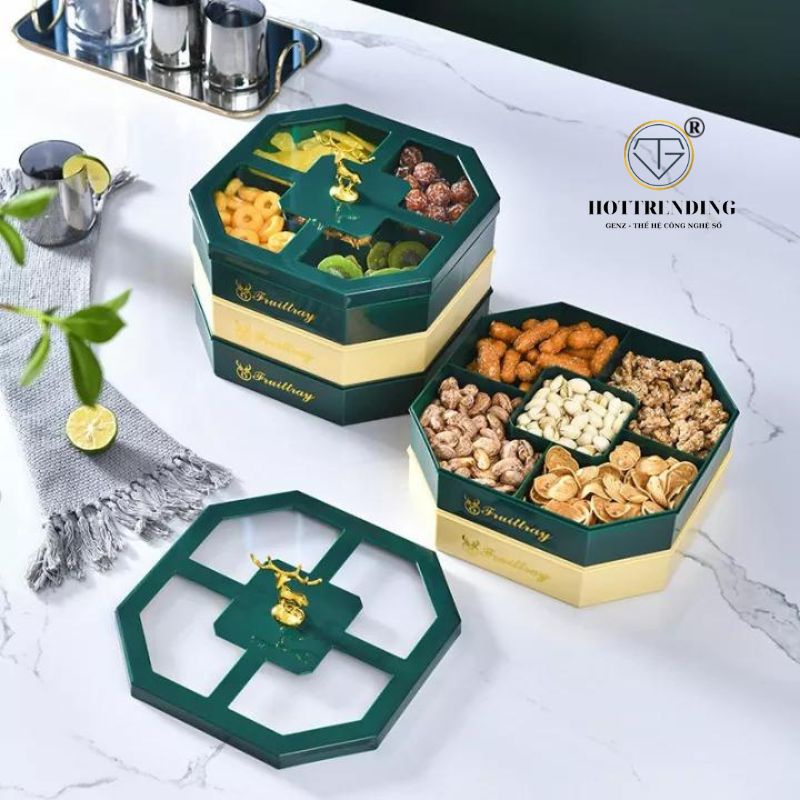 Khay mứt tết sừng hươu mạ vàng siêu sang 3 tầng, 2 tầng sang trọng