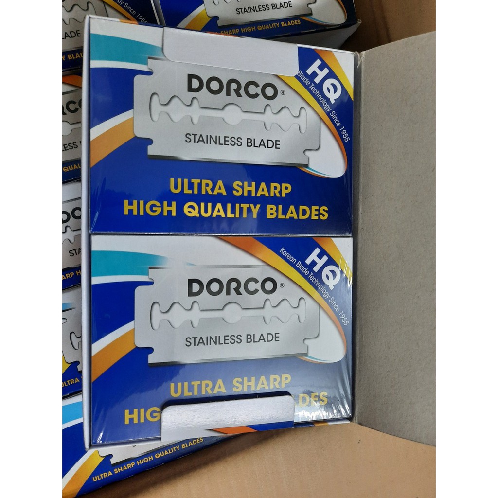 Hộp 100 lưỡi lam Dorco Dao cạo tóc, cạo râu Dorco 10 hộp nhỏ/ Vỉ, 1 hộp nhỏ 10 lưỡi