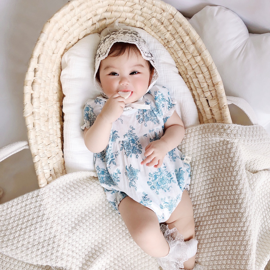 Set Áo Liền Quần + Băng Đô Đáng Yêu Cho Bé Gái Sơ Sinh