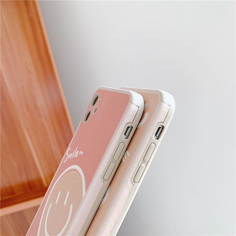 Ốp điện thoại da in hình tranh sơn dầu mặt cười bảo vệ ống kính cho iPhone 12 Pro Max iP11 X XR