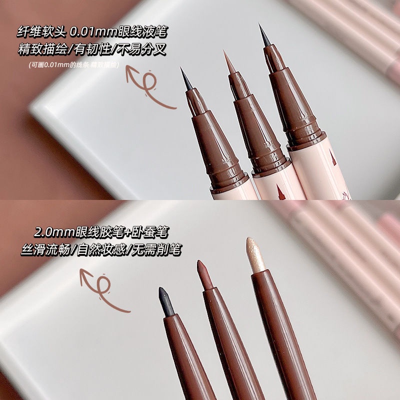 Bút kẻ mắt Maxfine, bút kẻ mắt 2 đầu không trôi vẽ bọng mắt eyeliner đen nâu nhũ bạc D40 Sammi beauty | BigBuy360 - bigbuy360.vn