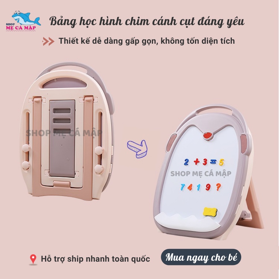 Bộ bảng học cho bé bảng vẽ cho bé hình chim cánh cụt, Chỉnh được chiều cao [TẶNG KÈM GHẾ]