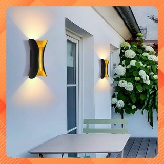 Đèn hắt tường trang trí tia bán nguyệt đen trắng - Đèn 2 tia đen vàng