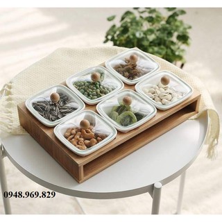Hũ đựng mứt nắp gỗ, thuỷ tinh
