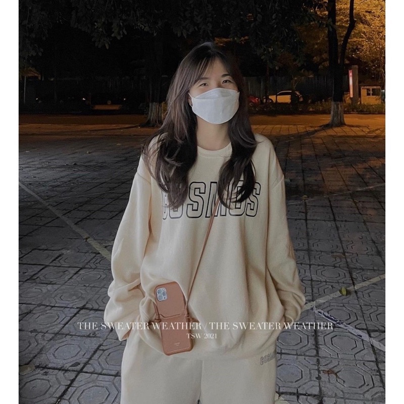 Đồ bộ nữ, Set đồ dài tay in chữ cosmos chất nỉ mùa đông phong cách Hàn Quốc Ulzzang dành cho nữ unisex