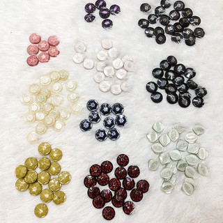 Cúc áo tròn sáng bóng khuy có vân họa tiết kim tuyến các loại lấp lánh nhiều màu size 1.8cm