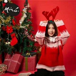 Bờm noel sừng tuần lộc đỏ dài cho bé