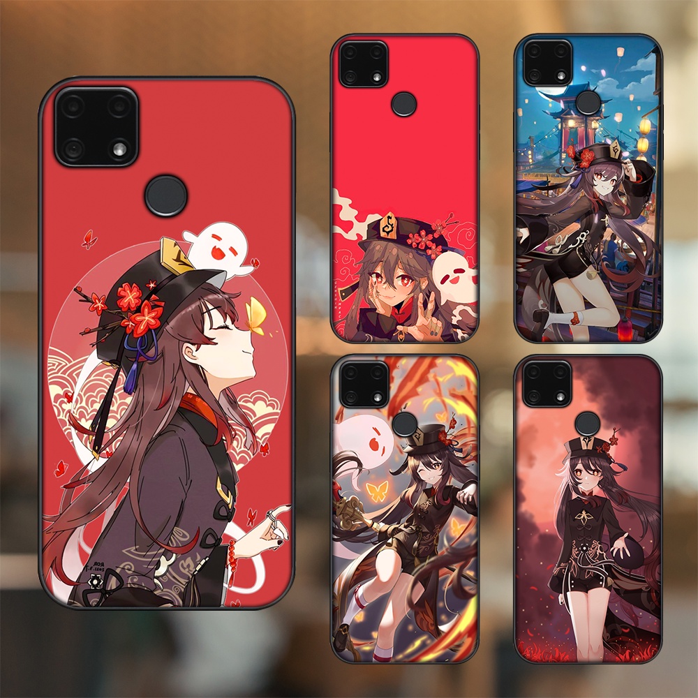 Ốp lưng Realme C25 viền đen in hình Hutao Genshin Impact