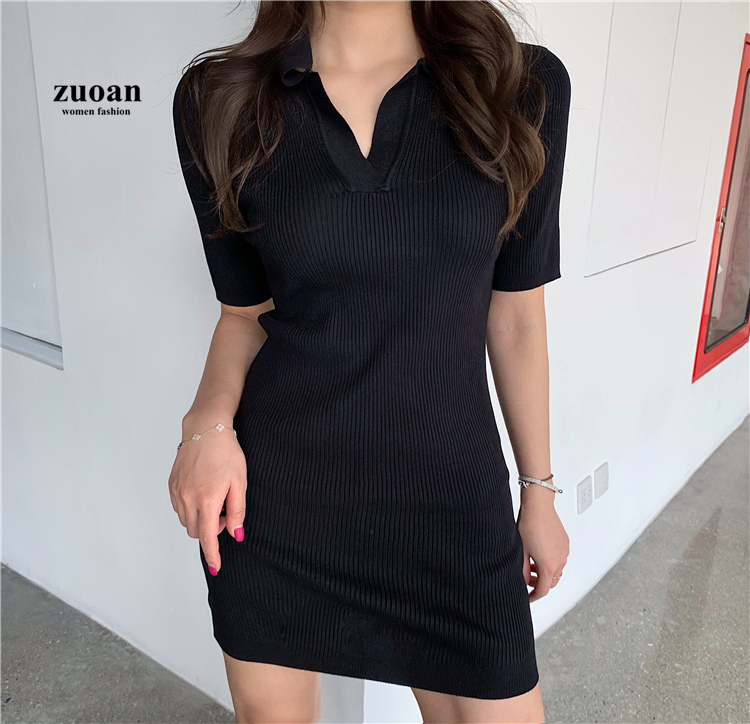 Đầm ôm ngắn tay cổ bẻ phong cách retro cho nữ | BigBuy360 - bigbuy360.vn