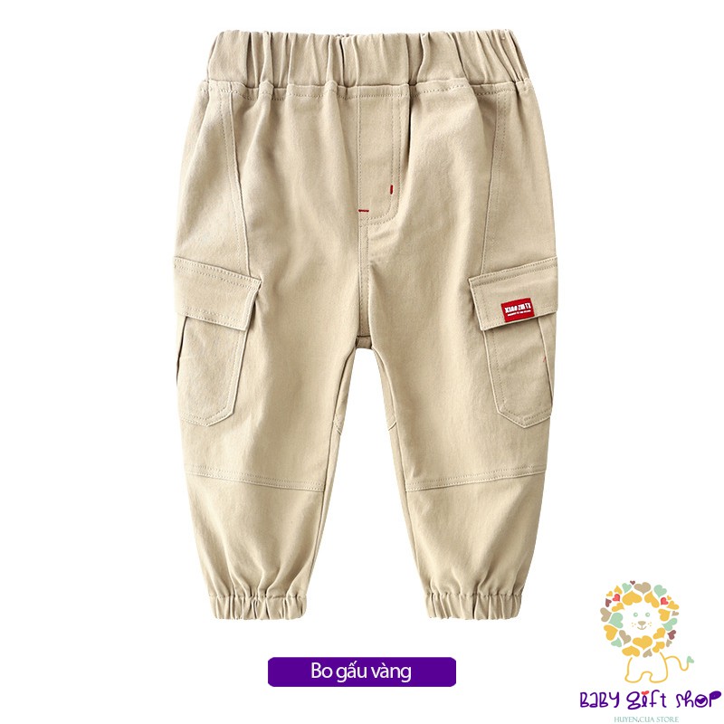 Quần kaki bé trai quần kaki trắng túi hộp cho bé trai WELLKIDS họa tiết rằn ri túi nắp mẫu mới 2021