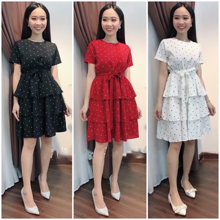 Đầm chấm bi 3 tầng