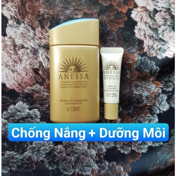 Bộ Đôi Sữa Chống Nắng Kiềm Dầu Và Dưỡng Môi Anessa Perfect UV Sunscreen Skincare Milk 60ml