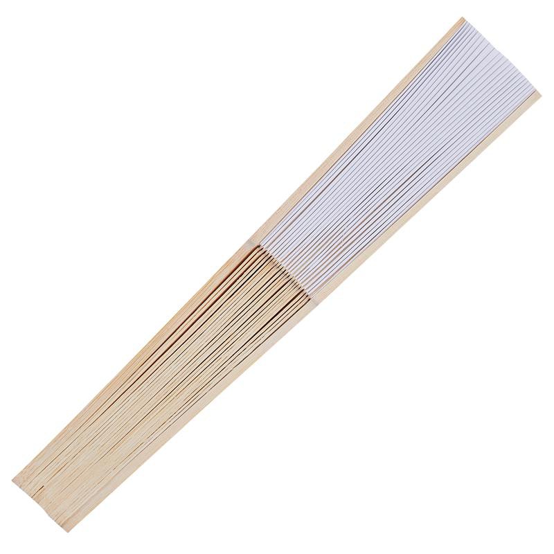 Set 12 cây quạt giấy trắng khung gỗ tre chất lượng cao