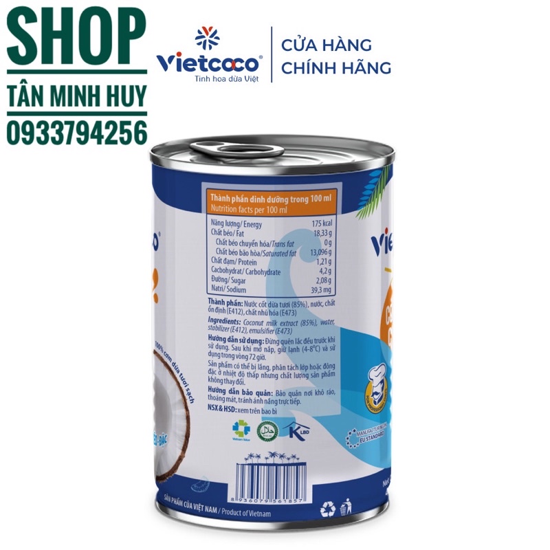 Nước Cốt Dừa Tươi VietCoco lon 400ml