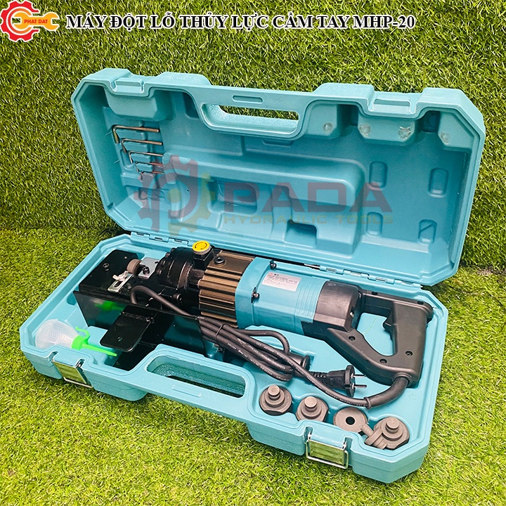Máy Đột Lỗ Thủy Lực Chạy Điện Cầm Tay MHP-20-Đột Tôn Dày 6mm-Công Suất 900W-Kèm Sẵn 5 Khuôn Đột