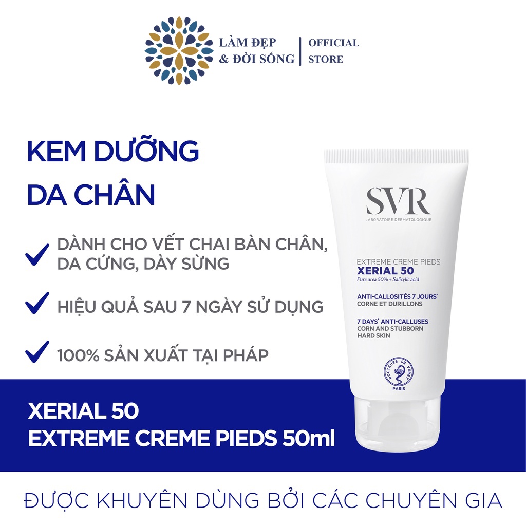 Kem dưỡng da làm giảm vết chai ở bàn chân, bàn tay và khuỷu tay SVR XERIAL 50 Extreme Creme Pieds 50ml