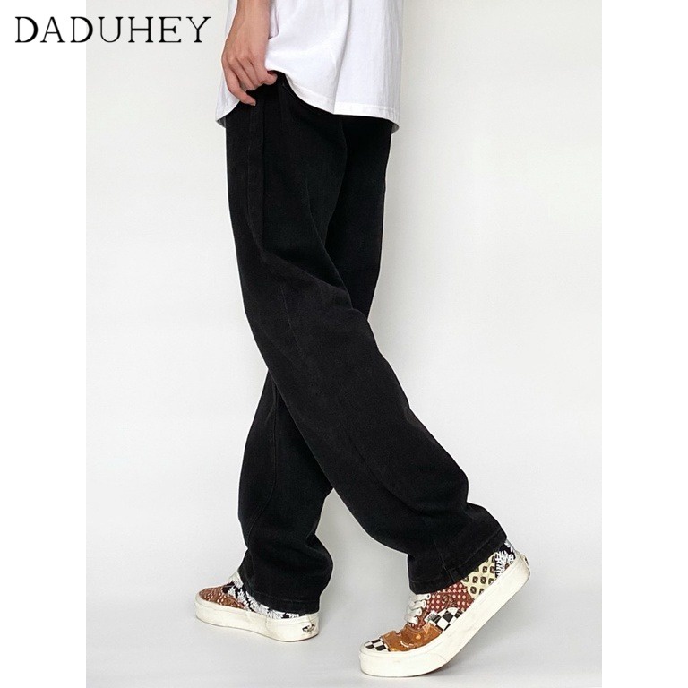 Daduhey Quần Jean Dài Lưng Cao Dáng Rộng Thời Trang Mùa Xuân 2022 Cá Tính Cho Nam