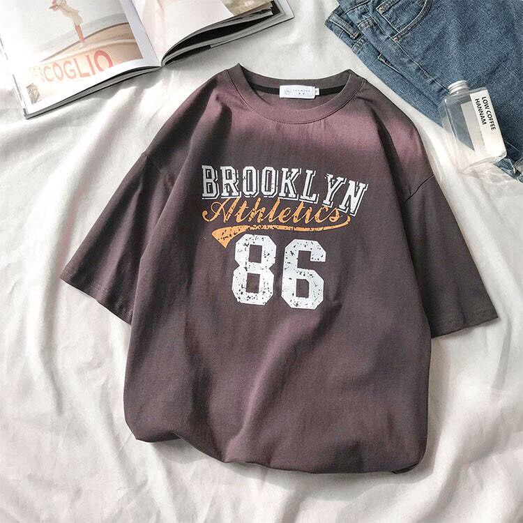 Áo thun tay lỡ form rộng in hoạ tiết Brooklyn 86 - Unisex nam nữ đều mặc được