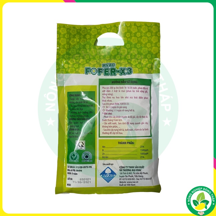 Phân Bón Lá Đạm VL RVAC FOFER-X3 RỤNG LÁ ĐỒNG LOẠT – CHUYÊN DÙNG CHO MAI