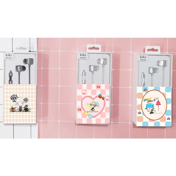tai nghe hoa cúc TNGI16 hộp giấy dán cute earphone dễ thương