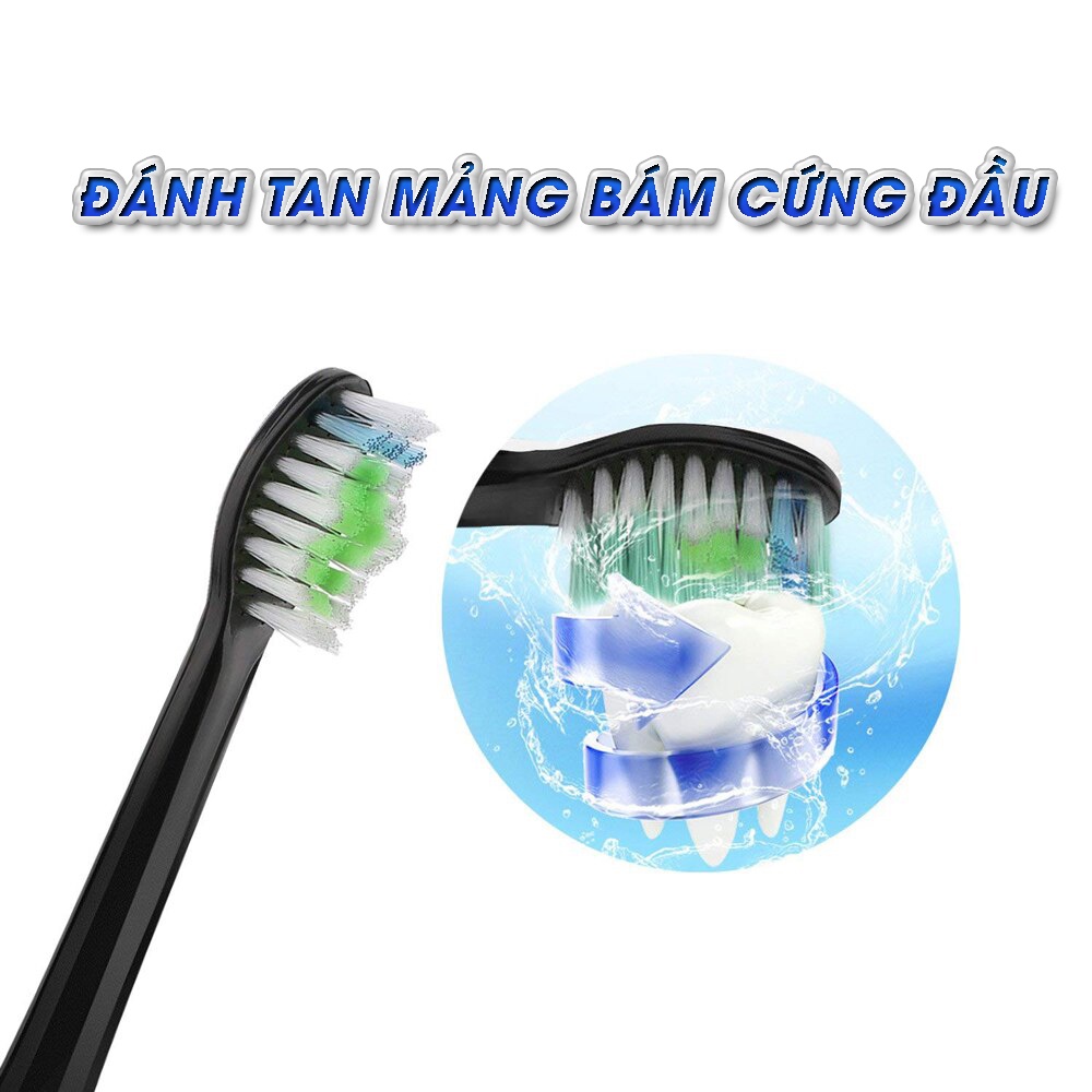 Cho máy Philips Sonicare W/HX-6064 Black Dimond Clean Bộ 4 đầu bàn chải đánh răng điện, Phá tan mảng bám Minh House