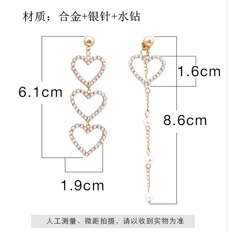 Khuyên Tai Hình Trái Tim Đính Đá Pha Lê Và Ngọc Trai Nhân Tạo Phong Cách Hàn Quốc Mới