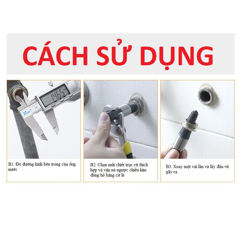 Bộ tháo bu lông ốc vít gãy 8 cây (3-26mm), dụng cụ mở ốc vít, mũi khoan lấy ốc gãy chất lượng cao [chuyên dụng]