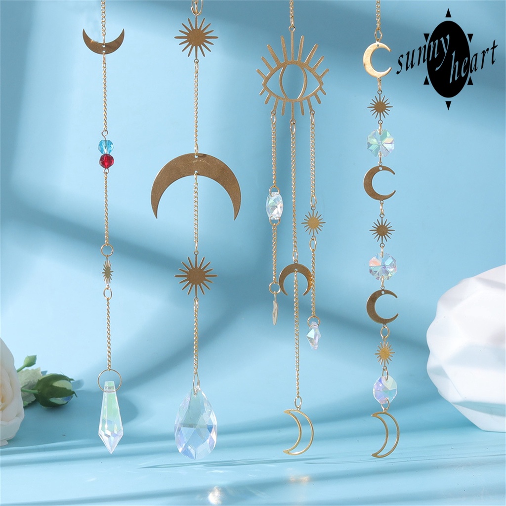 Chuông Gió Treo Trang Trí Hình Ngôi Sao/Mặt Trăng/Mặt Trăng Bằng Pha Lê Giả Kim Loại Chống Trầy Xước