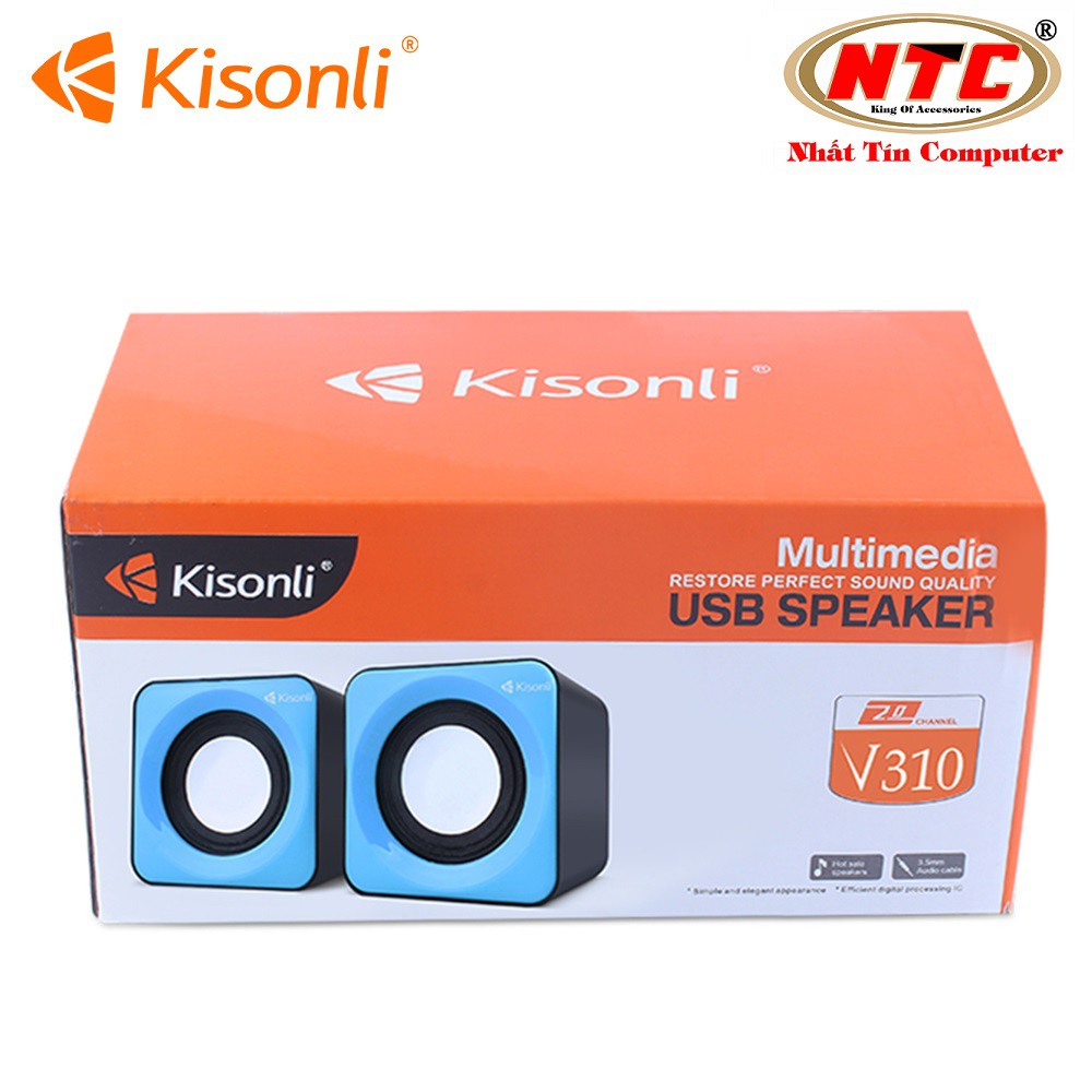 Loa vi tính 2.0 Kisonli V310 - Bảo Hành 12 Tháng (Màu ngẫu nhiên) - Hãng phân phối