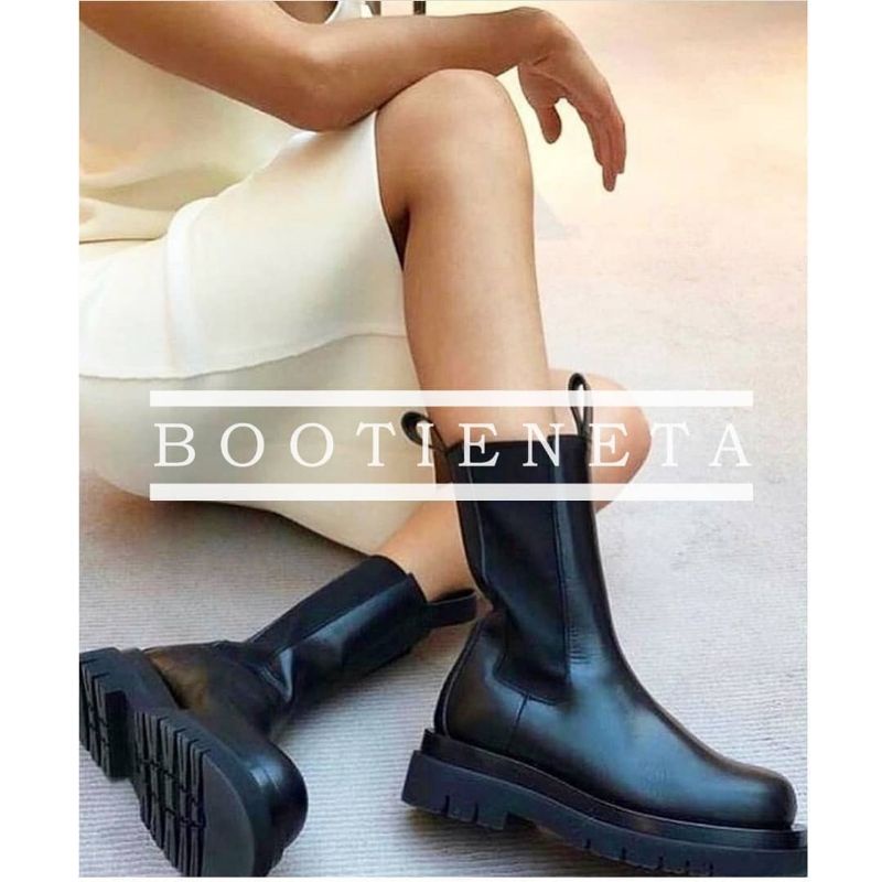 Giày chelsea bốt da mềm nữ cao cổ không dây boot mũi tròn đế 5 phân 2022 tặng vớ giày thể thao sneakers nữ