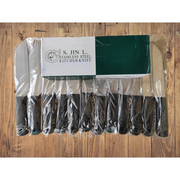 Hộp 12 Cây Dao Kinwi Stainless Steel Kitchen Knife Cán Nhựa Đen Dài 25cm - No.476