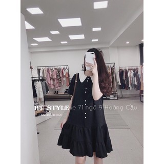 Váy suông đuôi cá mix cổ trắng gọn dáng