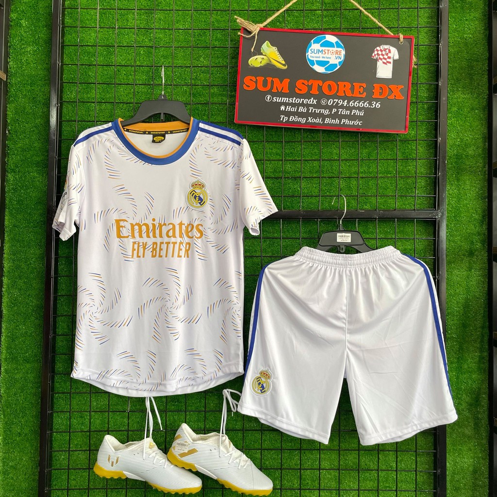 Áo Đá Banh Real Madrid Trắng SV 2021–Đồ Bóng Đá,Thể Thao Nam Nữ Mẫu Mới