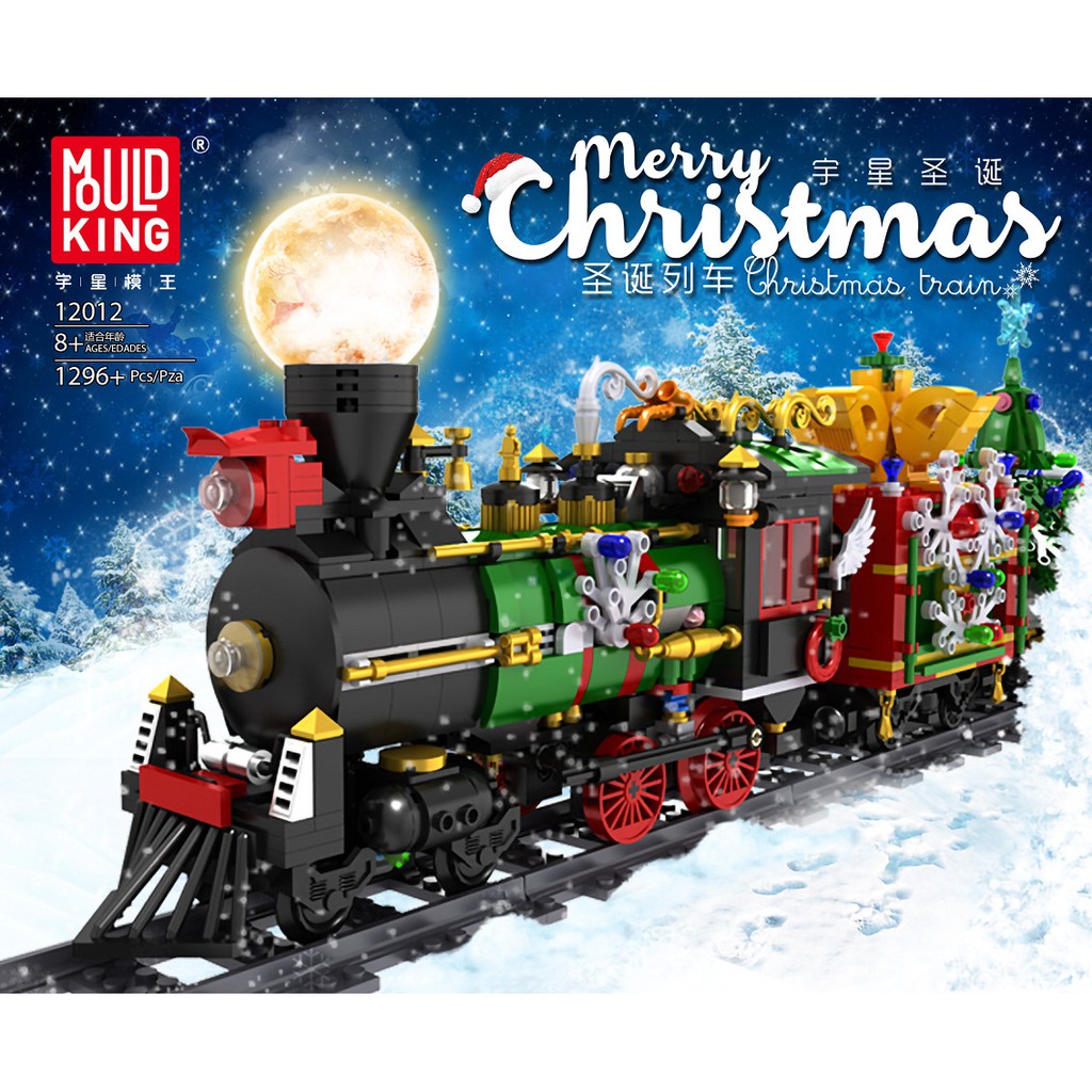 （CÓ SẴN）Đồ chơi lắp ráp mô hinh Merry Christmas Mould king 12012 Đoàn Tàu Lửa đón giáng sinh có điều khiển từ xa