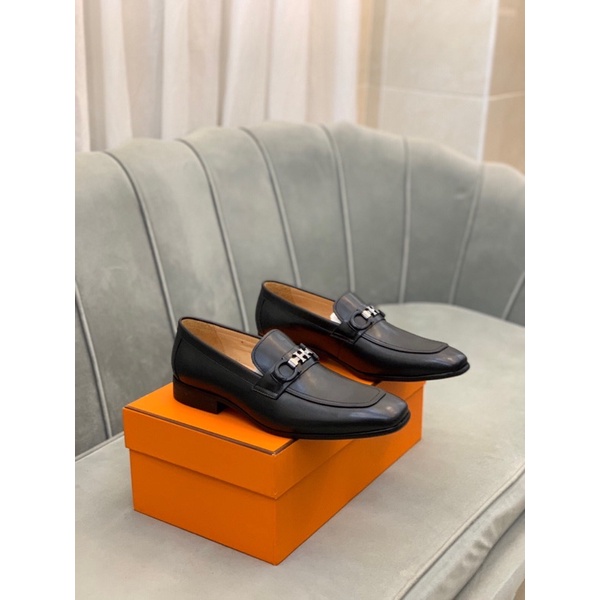 Giày tây lười da thật nhập khẩu thương hiệu Hermes HM cao cấp mẫu mới lịch lãm cho nam