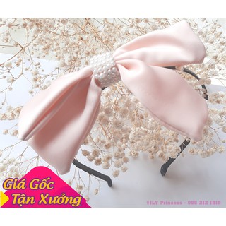 [ MUA 3 TẶNG 1 ] Cài tóc cho bé HANDMADE by ILY PRINCESS  - Nơ cài tóc màu hồng Pastel có đính ngọc