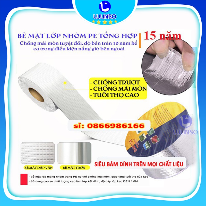 Băng Keo Chống Thấm Nhật Bản Sakyse chống thấm trên mọi bề mặt mái tôn trần sàn xịt, Miếng Dán Chống Thấm Dột - LULINSO