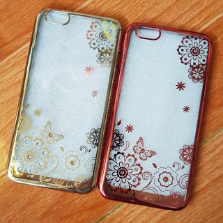 Ốp Lưng iPhone 6 Plus / 6s Plus Hoa Đính Đá Viền Si Cao Cấp