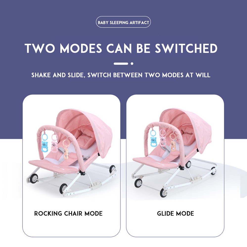 2 TRONG 1👶 Ghế bập bênh cho bé👶 Nôi trẻ sơ sinh có thể gập lại Rocker bouncer &bánh xe thoải mái Xích đu 0-36 tháng17296