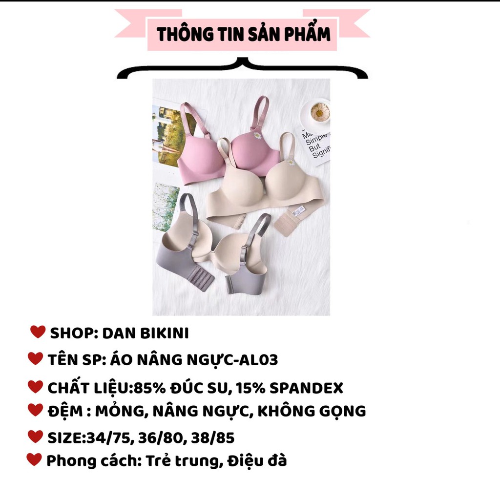 Áo Ngực Nữ - Áo Lót Nữ Đúc Su Nâng Ngực không gọng hoa cúc cao cấp tạo khe ngực thoải mái dễ chịu mã AL03