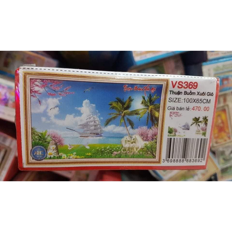 Tranh đính đá thuận buồm xuôi gió KT:100x65cm. Tranh gắn đá tự làm.