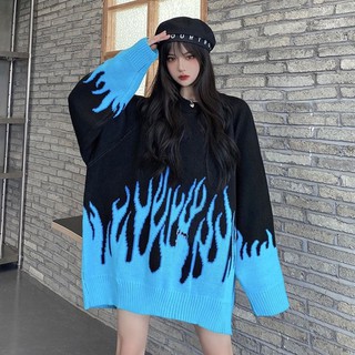 Áo len unisex họa tiết lửa [hàng order]