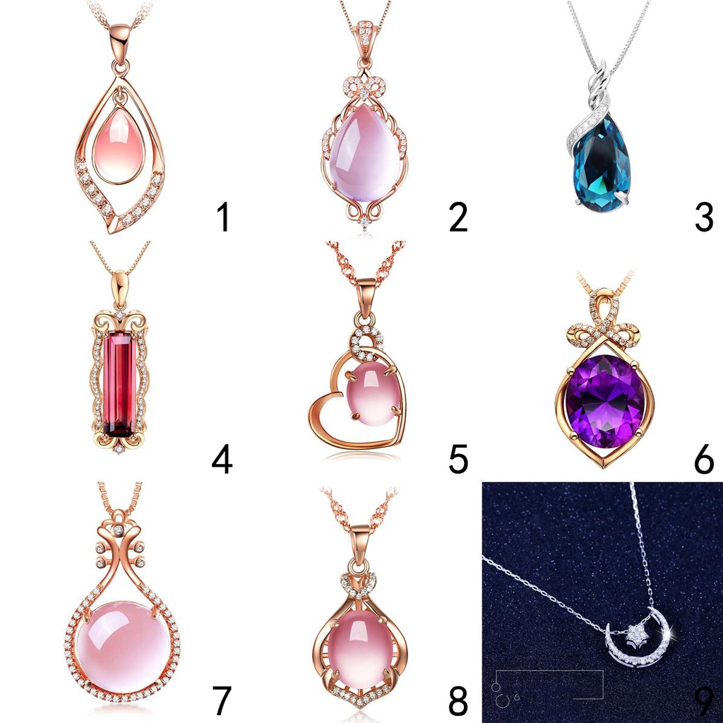 Mặt Dây Chuyền Bạc 925 Đính Đá Thạch Anh Tím / Pha Lê Hồng / Xanh Lá / Xanh Lá Thời Trang Cho Nam Nữ Xl009 50 Thiết Kế