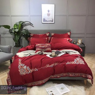 Bộ chăn ga cưới BEAUTIFUL LIFE cuộc sống tươi đẹp set 7 món Lụa Thêu cao cấp