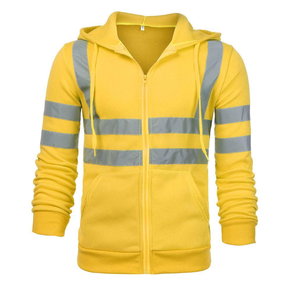 Maxg Hi Viz Vis Áo Hoodie Chui Đầu Có Khóa Kéo Đi Làm Ban Đêm