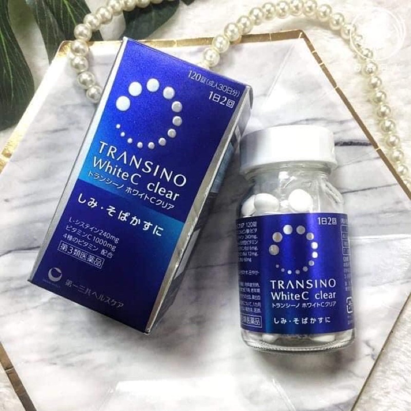 Viên Uống TRẮNG da Giảm NÁM, TÀN NHANG Transino White C Clear - Hộp 120 Viên 「Hàng_Auth」