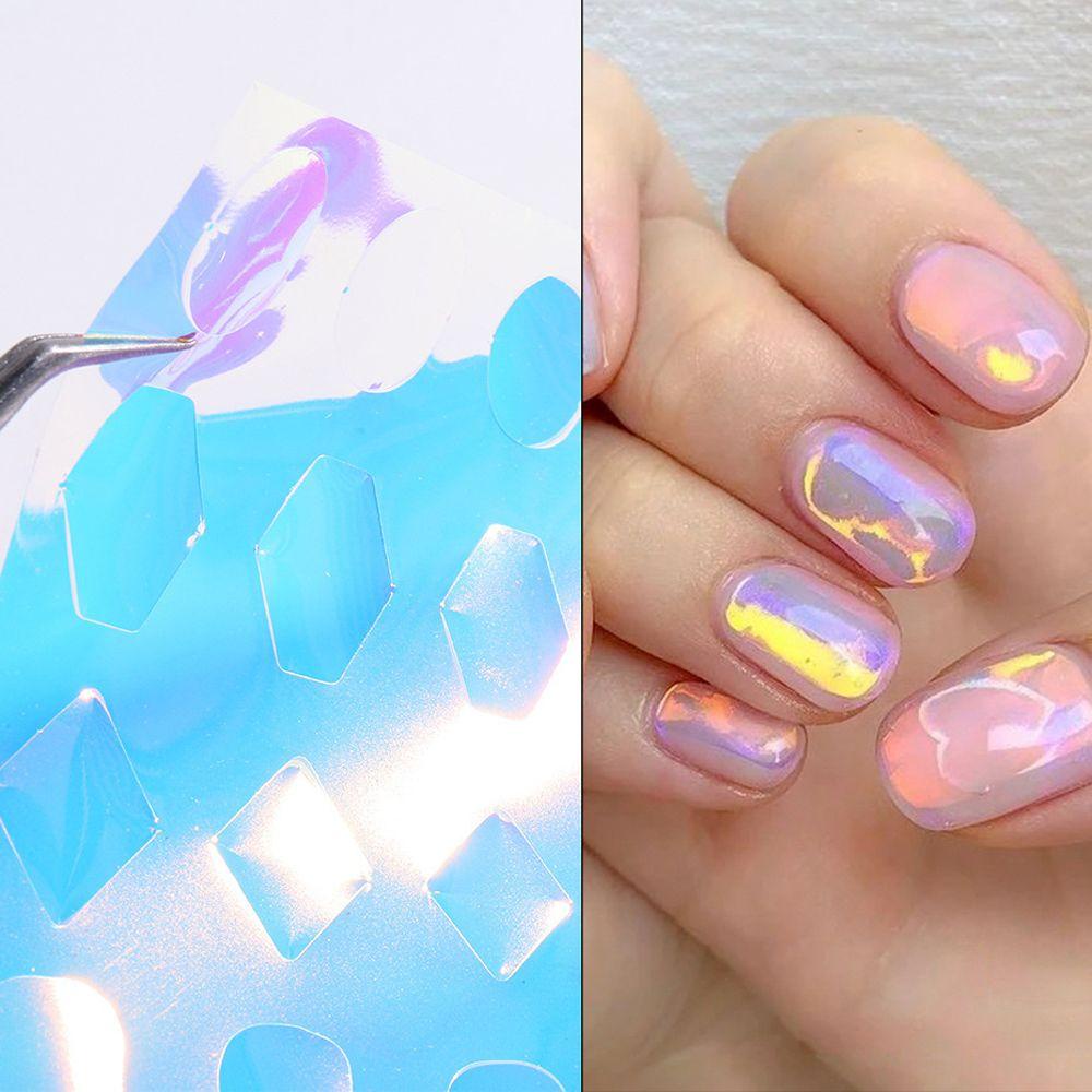 Giấy Foil Dán Móng Tay Nghệ Thuật Hình Chữ Nhật Họa Tiết Bướm Cực Quang Cực Quang